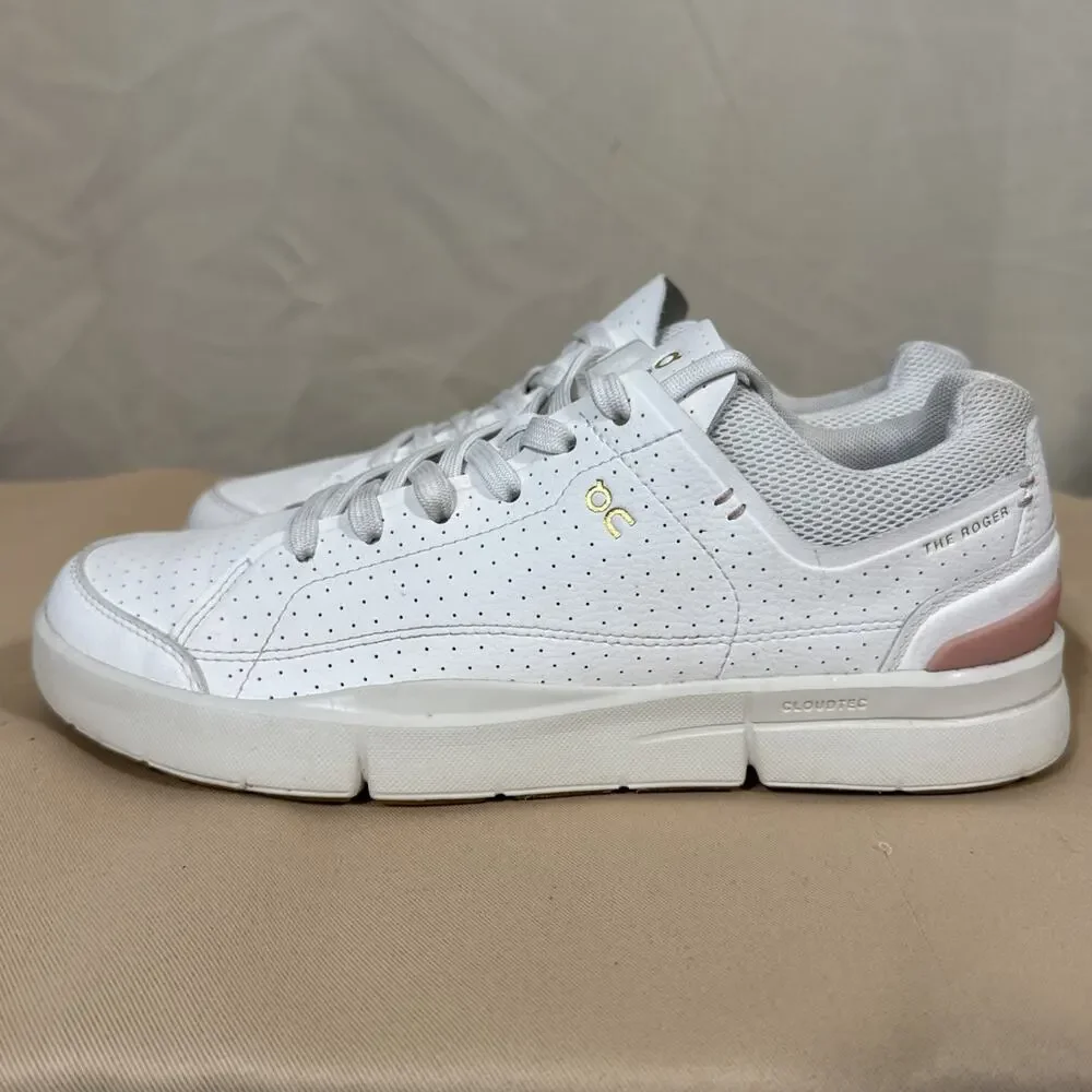 On Running The Roger Womens 8 White Pink CloudTec Tennis Sneakers Shoes EU 39